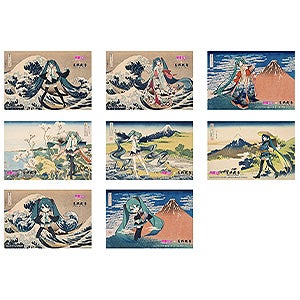 初音ミク×葛飾北斎　iXima　ポストカード　神奈川沖波裏/凱風快晴/神奈川沖波裏 着物/東海道品川御殿山ノ不二/東海道江尻田子の浦略啚/甲州犬目峠/神奈川沖波裏　ミニキャラ/凱風快晴　ミニキャラ