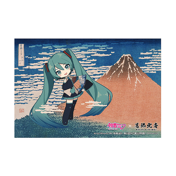 初音ミク×葛飾北斎　iXima　ポストカード　凱風快晴　ミニキャラ